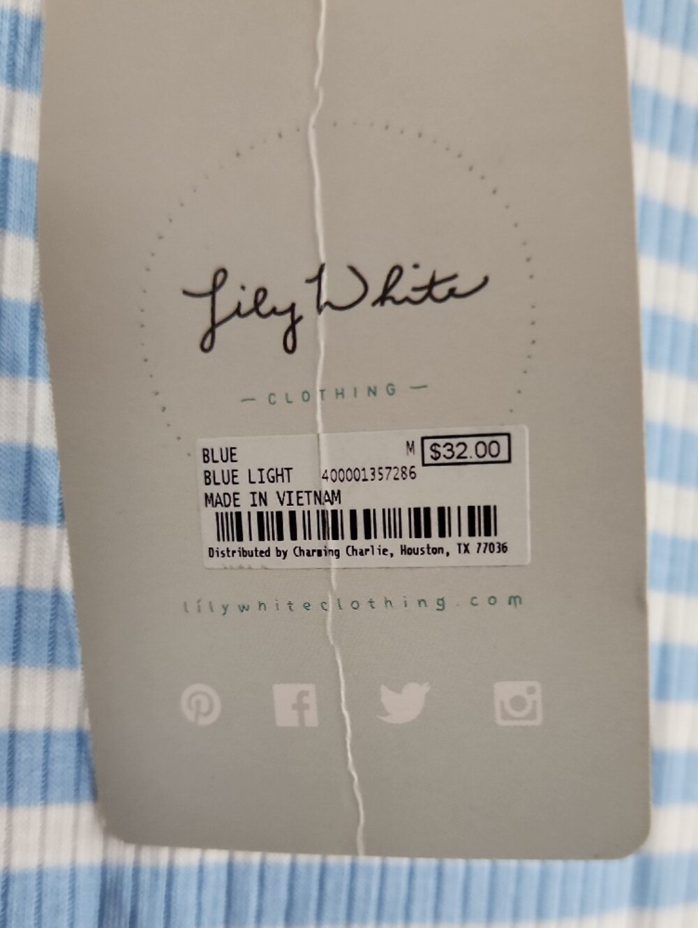 Lily White Light Blue and White Striped Mini Dress - Picture 3 of 4